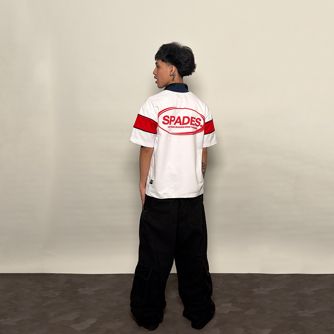 French Terry Quarter Zip Polo Box Tee Game Plan White