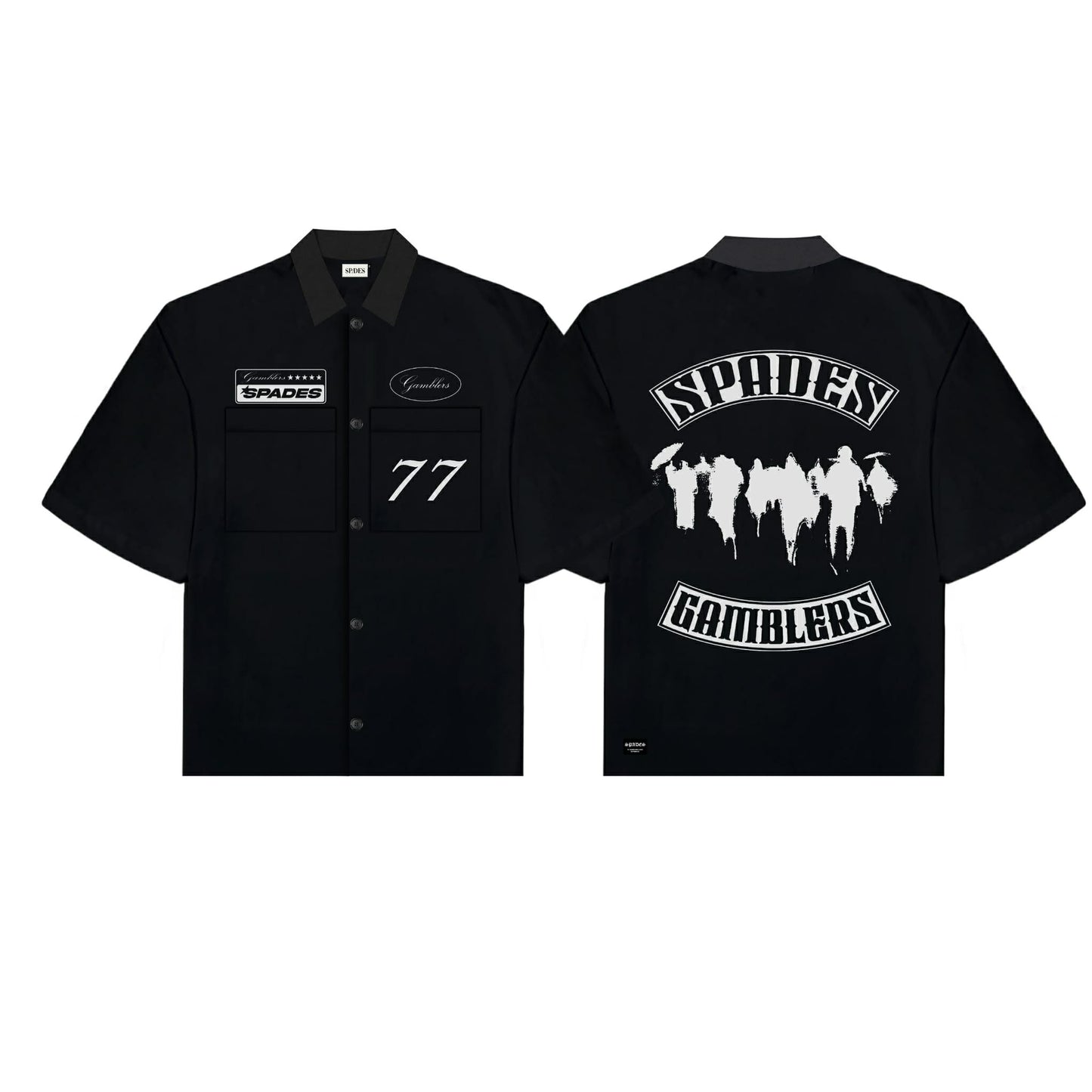 Underground Gamblers Polo Boxy Crop Black French Terry