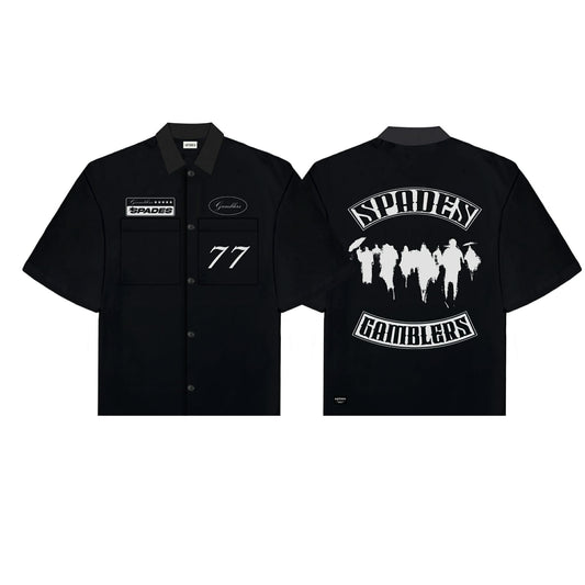Underground Gamblers Polo Boxy Crop Black French Terry