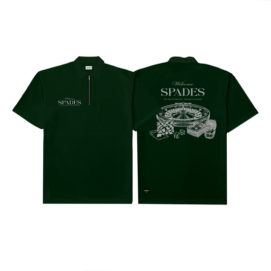 Spades Quarter Zip Polo Welcome Gamblers Moss