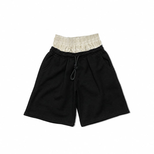 Spades Double Waist Black Sweat Jorts