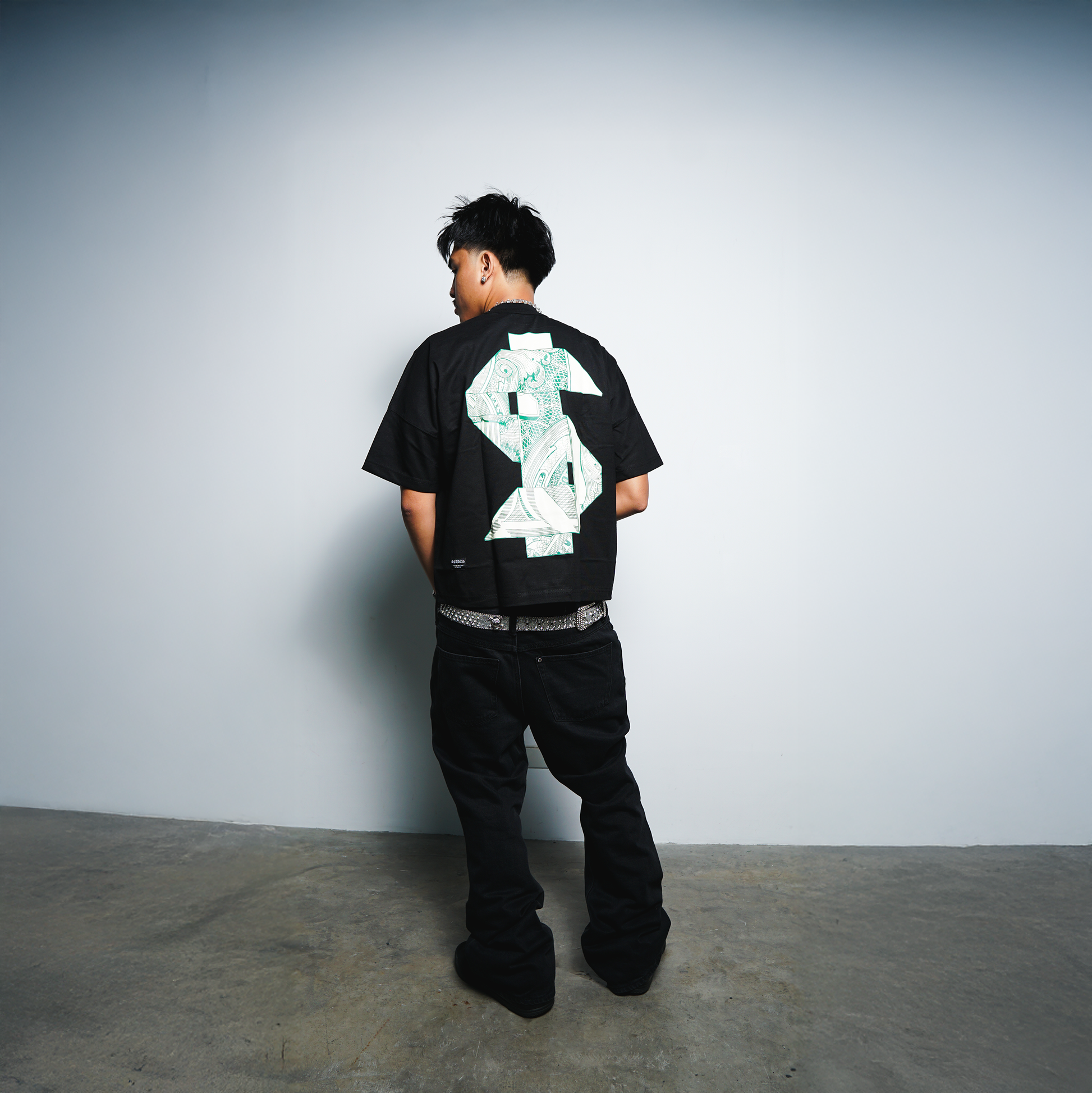 Cash Rules Boxy Crop Tee Black SPADES