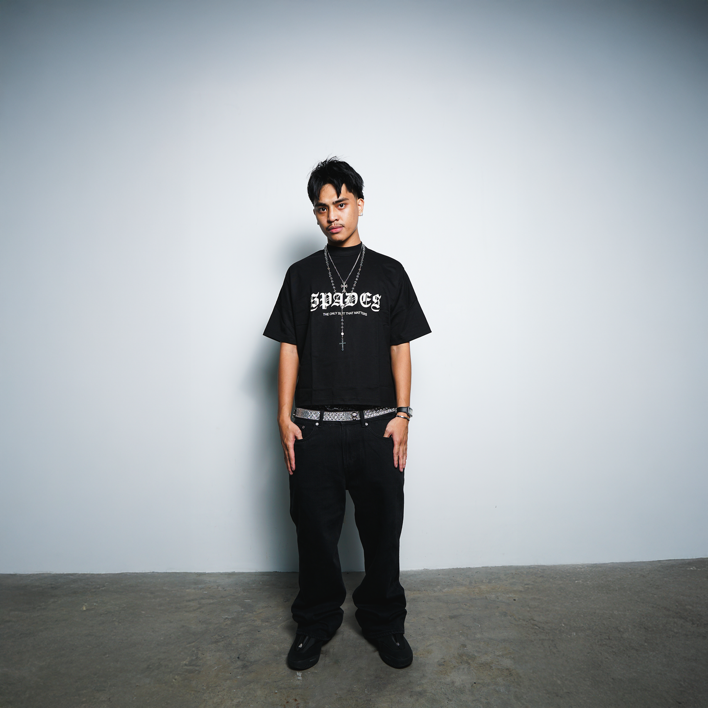 Cash Rules Boxy Crop Tee Black SPADES