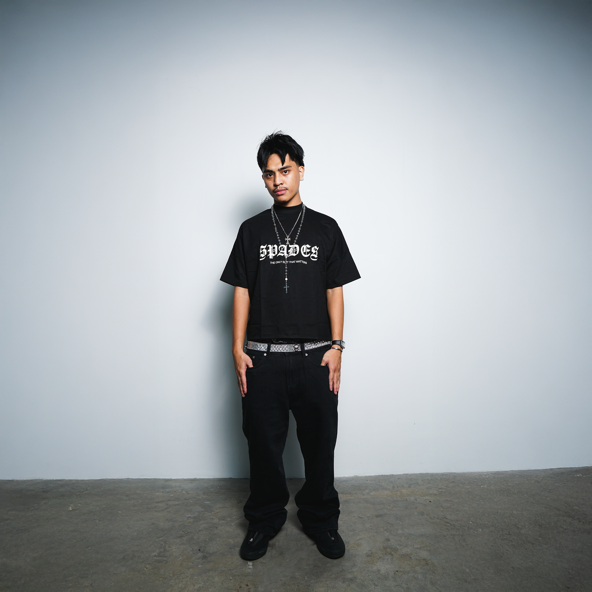 Cash Rules Boxy Crop Tee Black SPADES