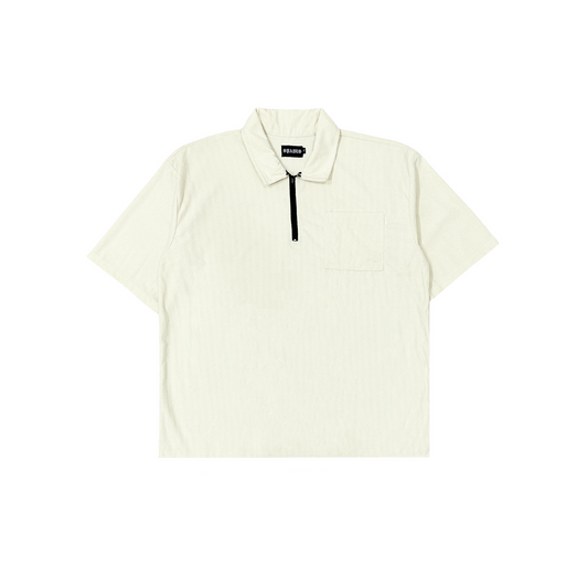 Spades Zip Polo Shirt in Corduroy Cream