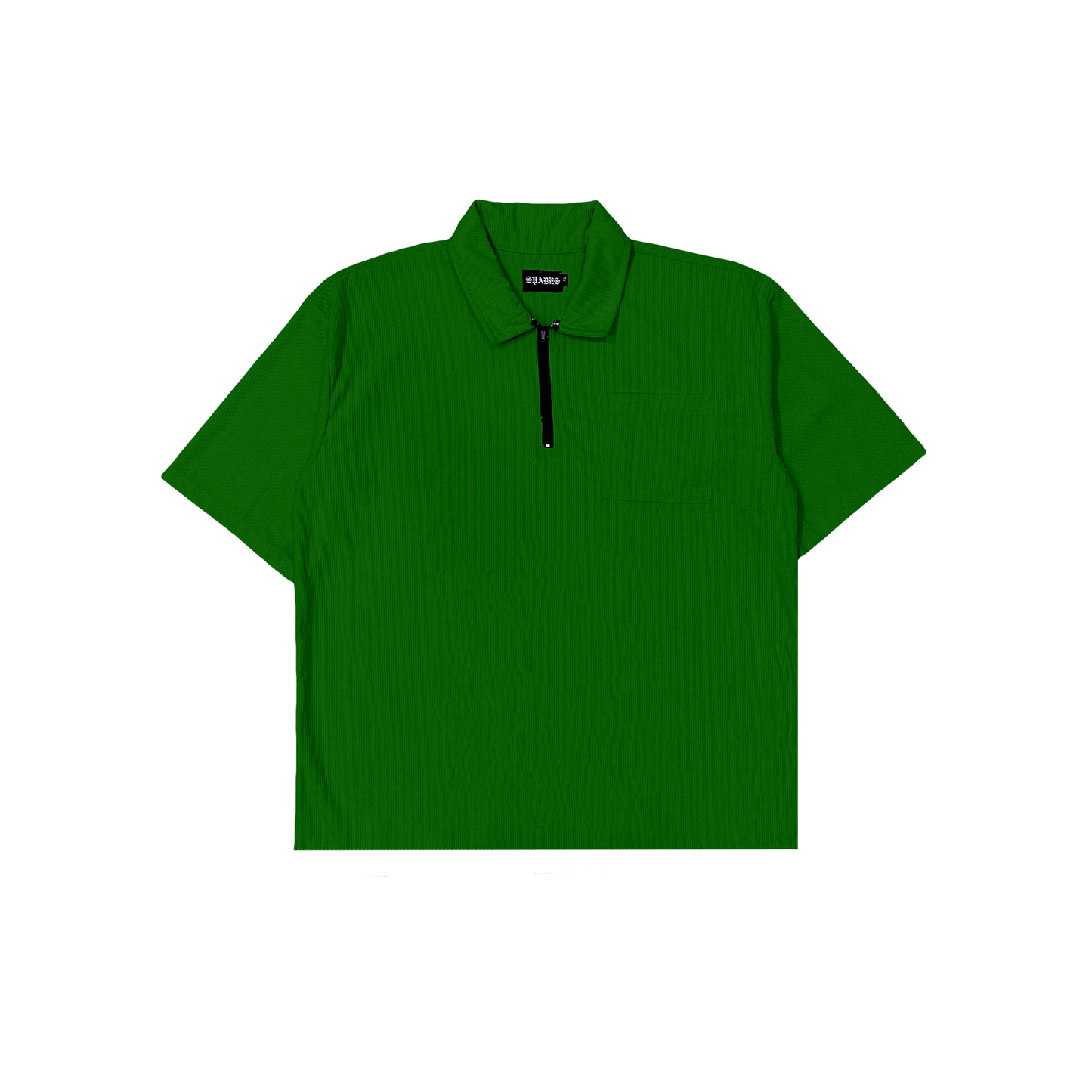 Spades Zip Polo Shirt in Corduroy Green