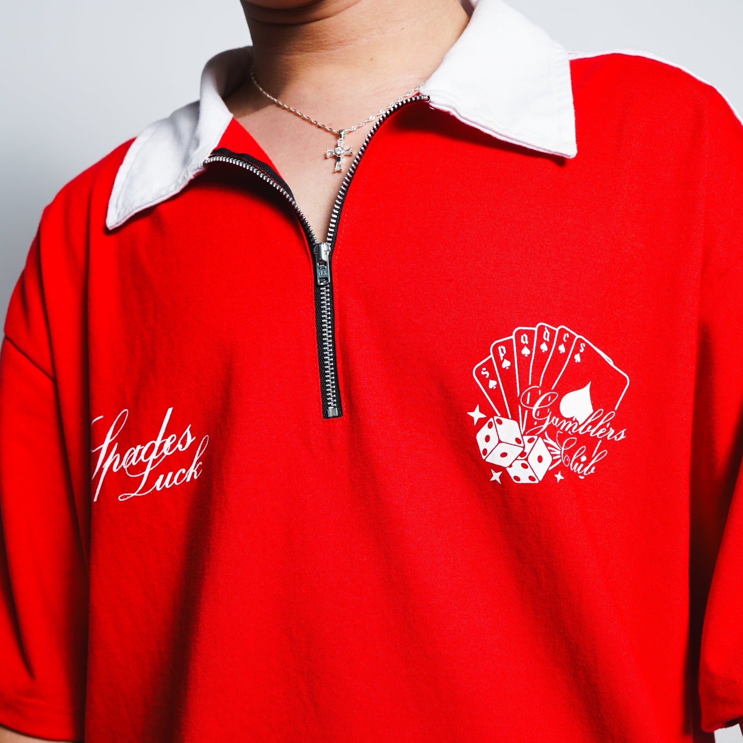 Spades Gamblers Den Half Zip Boxy Crop Polo SPADES