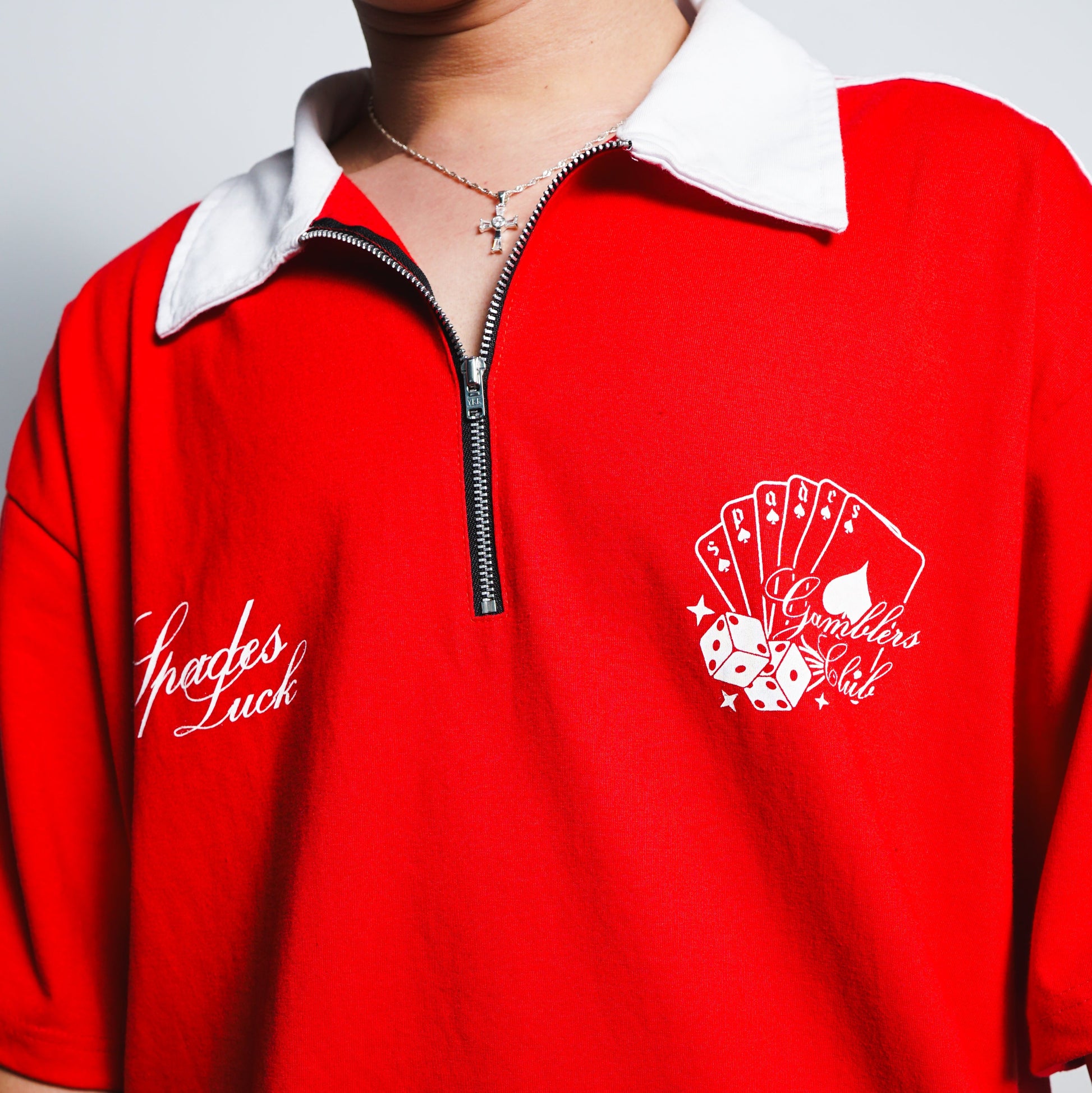 Spades Gamblers Den Half Zip Boxy Crop Polo SPADES