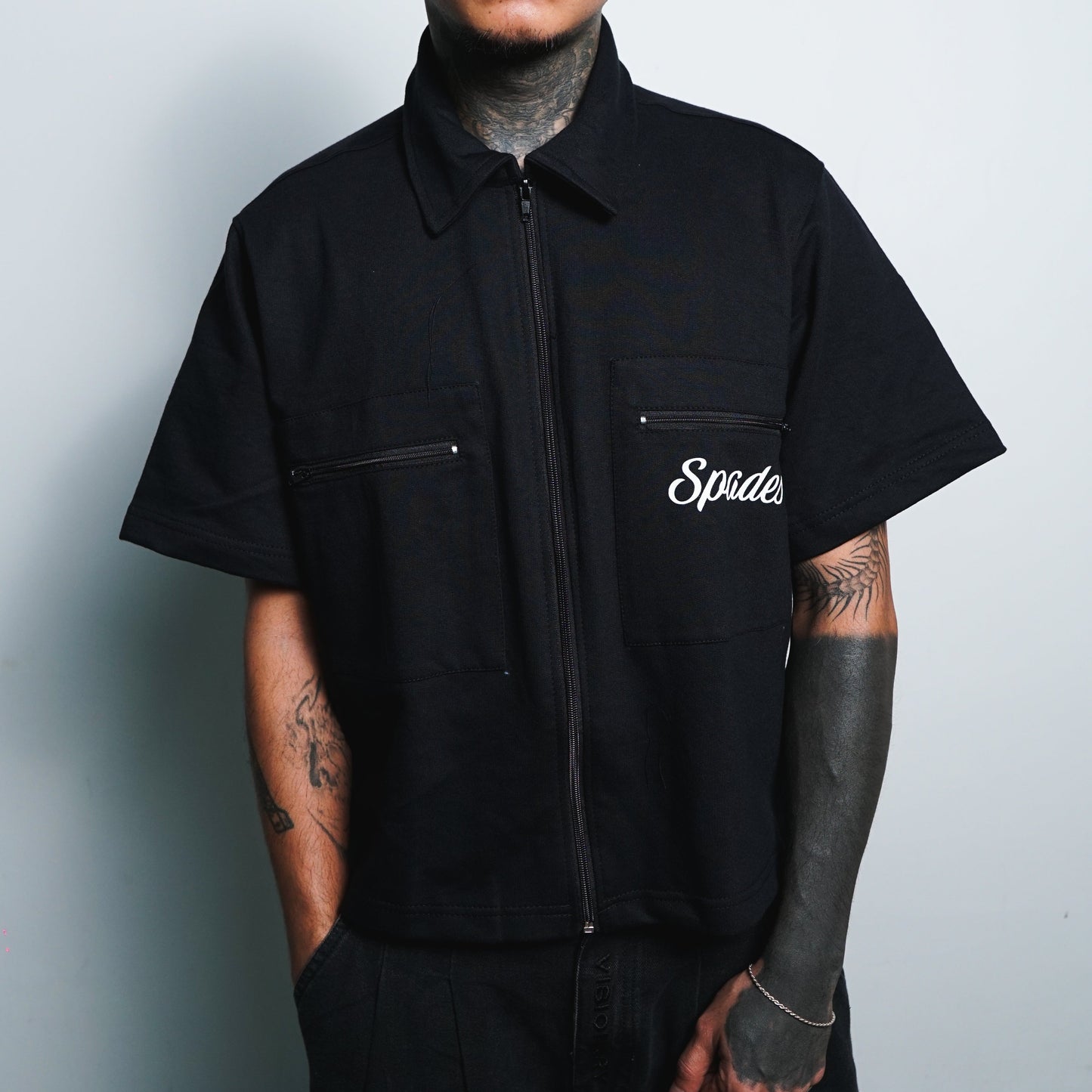 Gamblers Club Polo Boxy Crop Black French Terry