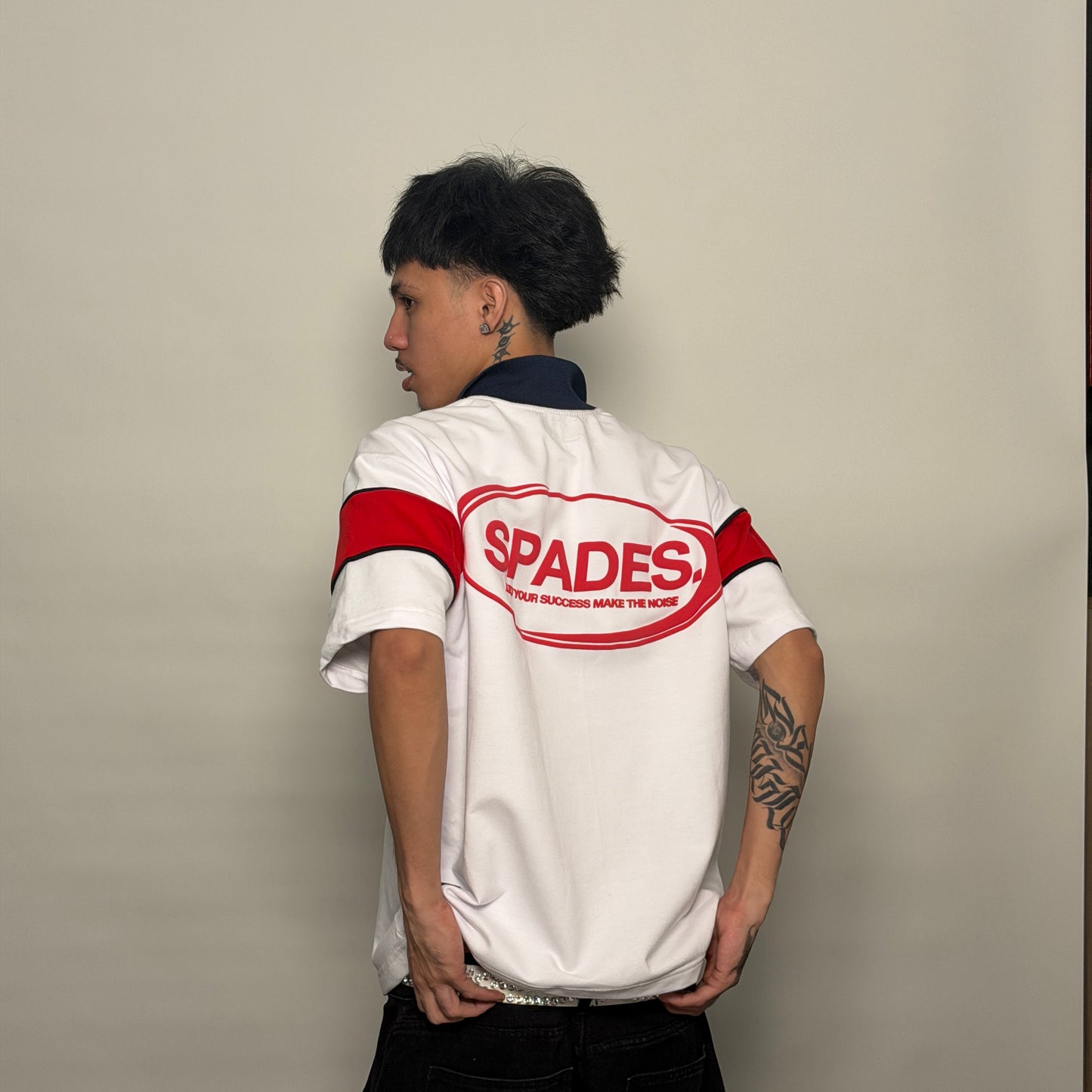 French Terry Quarter Zip Polo Box Tee Game Plan White