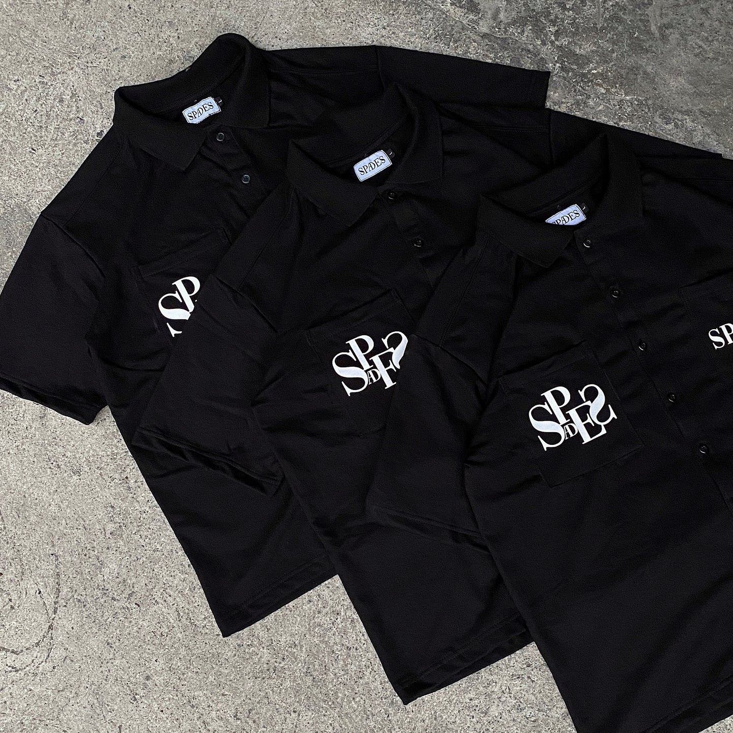 Spades Spades Monochrome Majesty Full Button Polo Crop Black