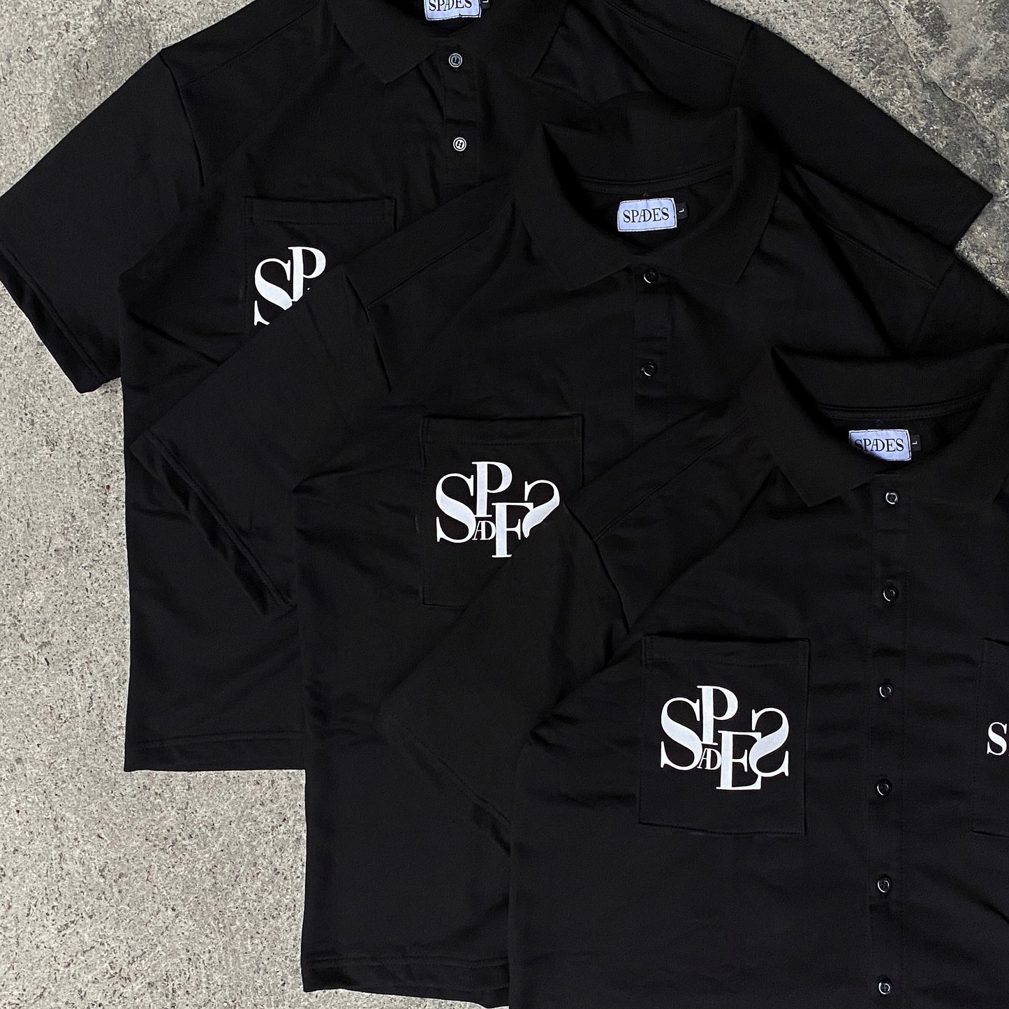 Spades Spades Monochrome Majesty Full Button Polo Crop Black