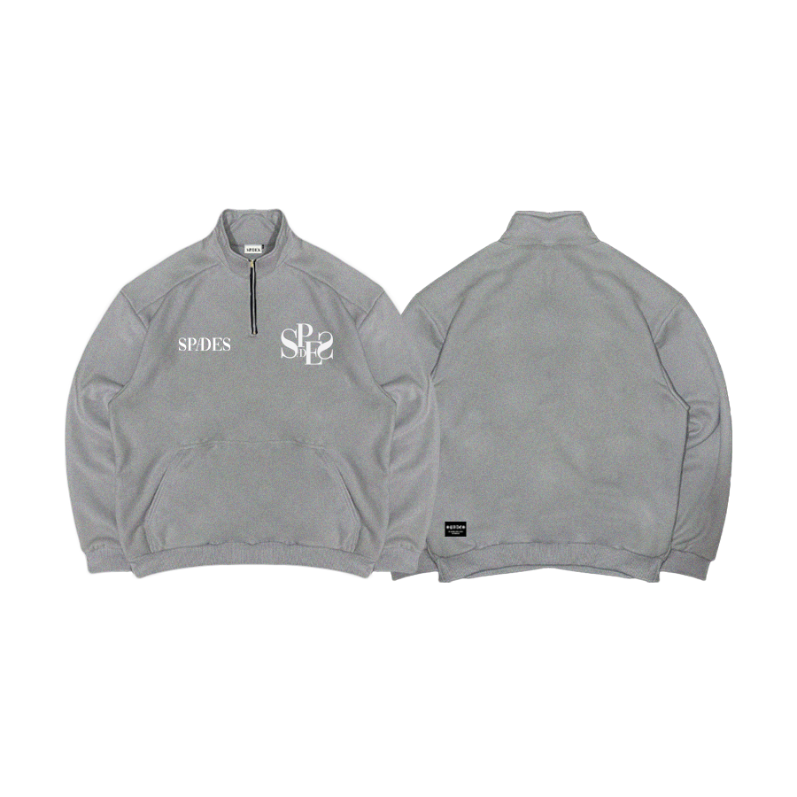 Spades Monochrome Majesty Quarter Zip Pullover Acid Gray