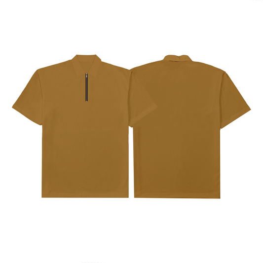 Corduroy  Quarter Zip Polo Shirt Carmel