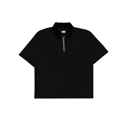 Spades Quarter Zip Polo Plain Black