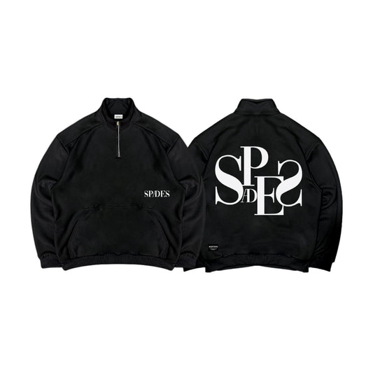 Spades Monochrome Majesty Quarter Zip Pullover Black