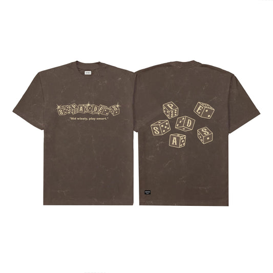 Spades Game On Tee Choco Brown Acid Wash