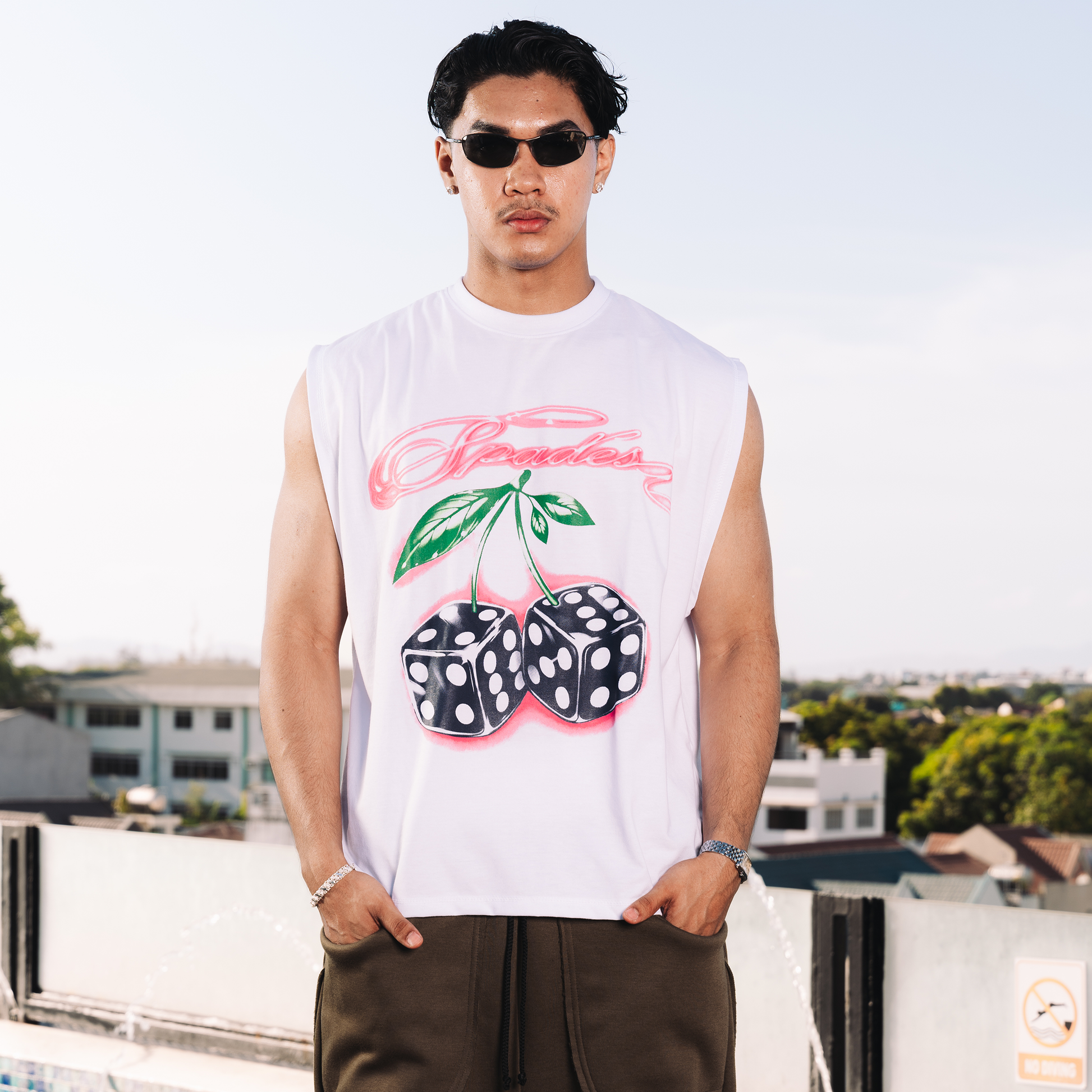 Spades Cherry Roll Boxy Crop Tee Sleeveless SPADES